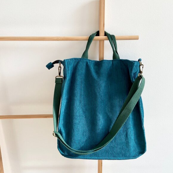 Corduroy Tote Bag with magnetic closure| Retro tote bag | Cute Tote Bag Capsule - Picture 14 of 15